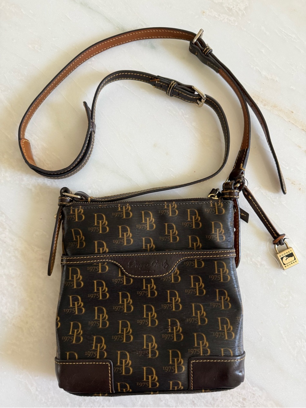 Dooney & Bourke Brown & Tan Logo Crossbody Bag